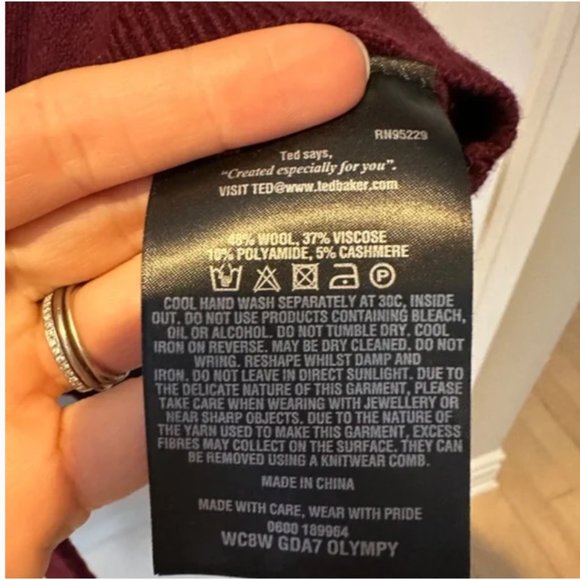 Ted Baker Olympy Burgundy Maroon Long Sweater or Dress size small nwot - Picture 7 of 8